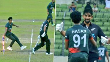Ish Sodhi Hugs Hasan Mahmud After Litton Das Withdraws 'Mankad' Non-Striker Run-Out Appeal During BAN vs NZ 2nd ODI 2023 (Watch Video)